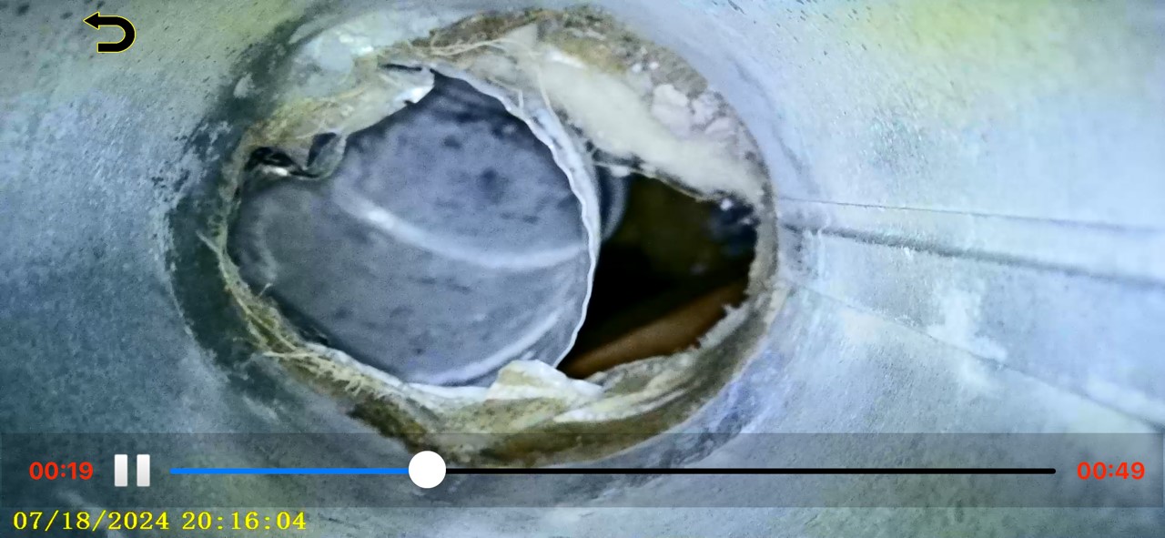 Vent disconnected inside condominium floor cavity